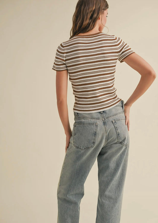 Sienna Stripe Ribbed Tee