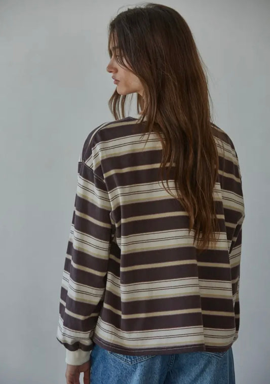 Brown striped long sleeve top