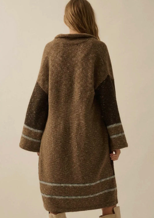 brown oversized long cardigan
