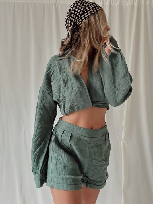 green two piece summer set