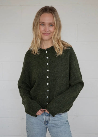 dark green cardigan