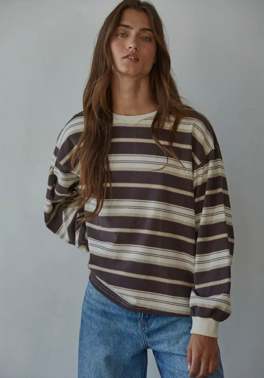 Brown striped long sleeve top