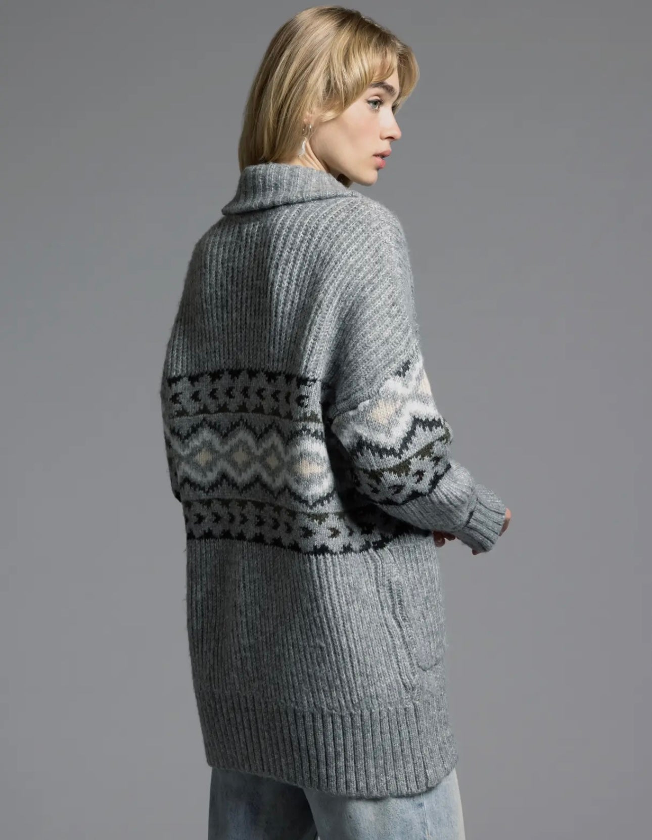 oversized fair isle cardigan