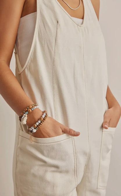 cream overalls