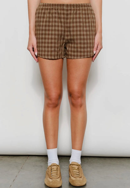 brown gingham shorts