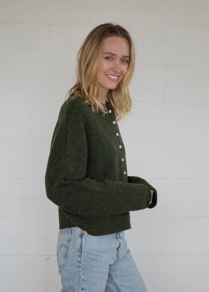 dark green cardigan
