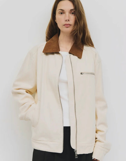 white chore jacket