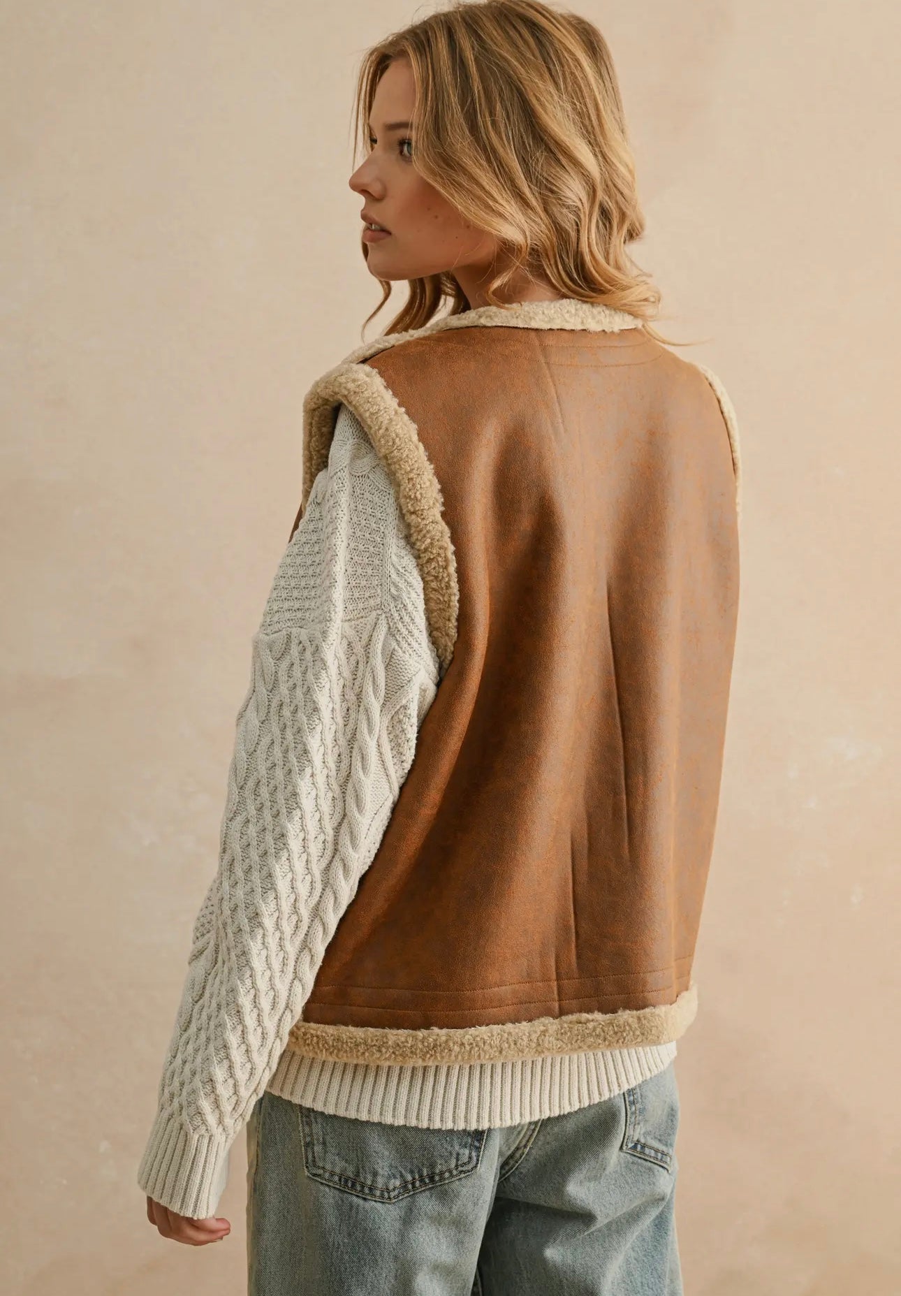 brown sherpa vest