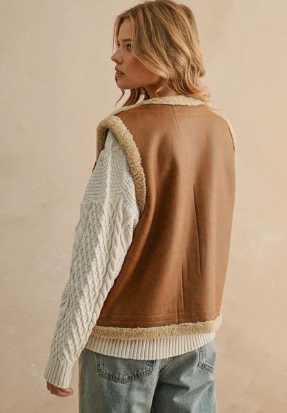 brown sherpa vest
