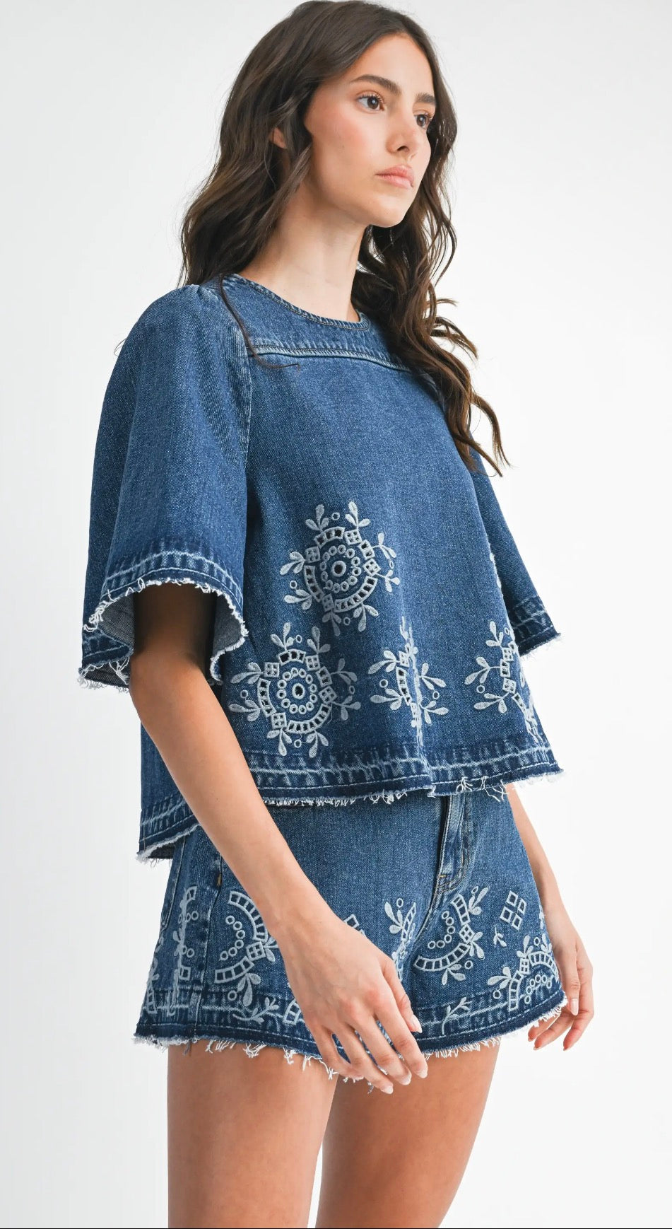 Indigo Bloom Denim Top
