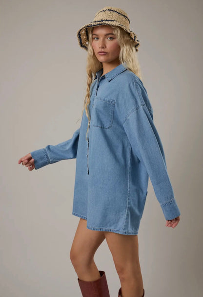 blue denim romper