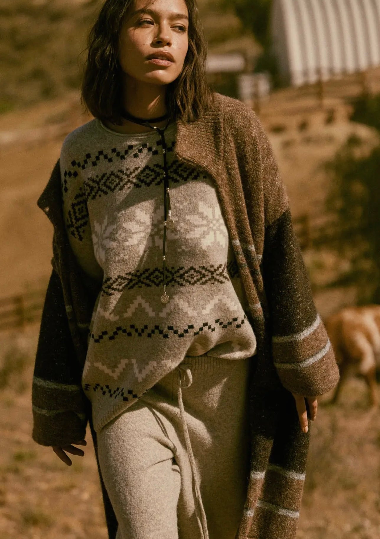 brown oversized long cardigan