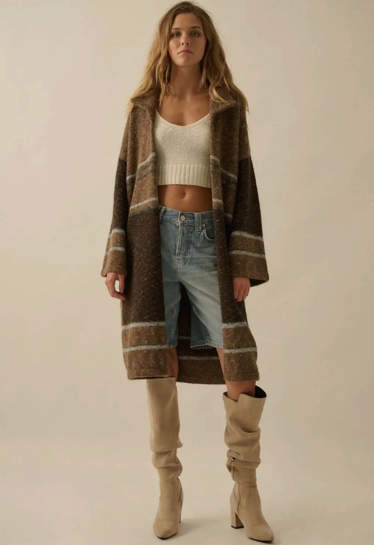 brown oversized long cardigan