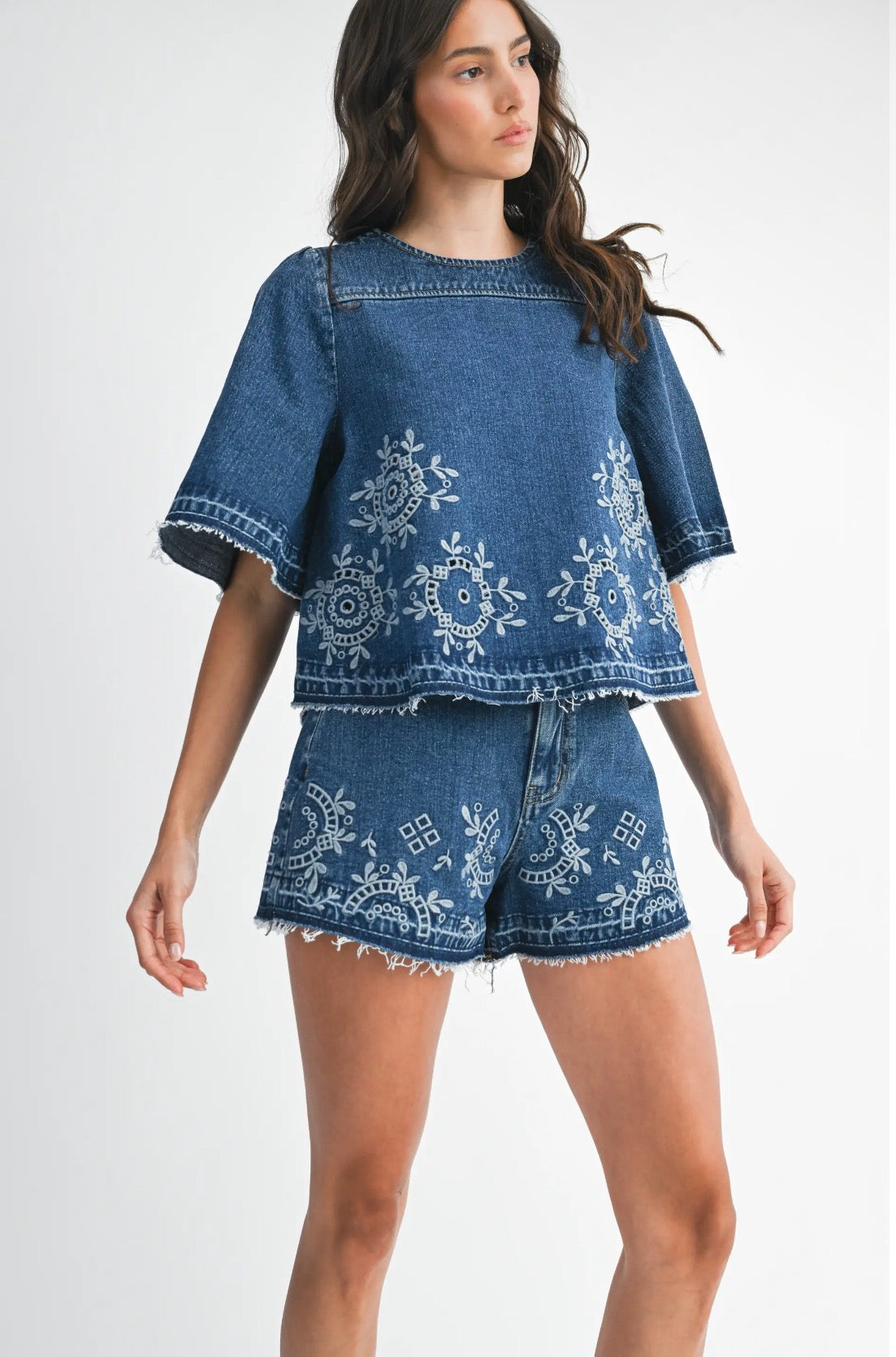 Indigo Bloom Denim Top
