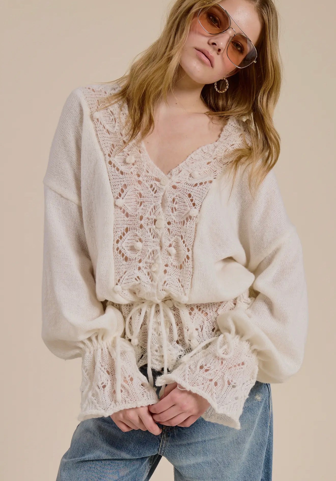 boho white lace top