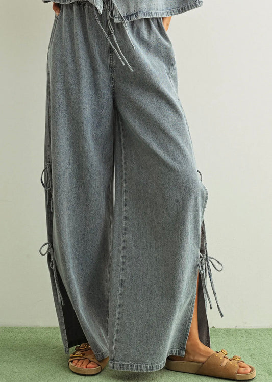 Washed Ash Side Slit Pants