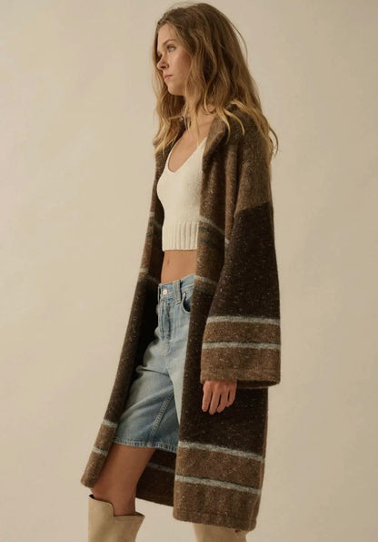 brown oversized long cardigan