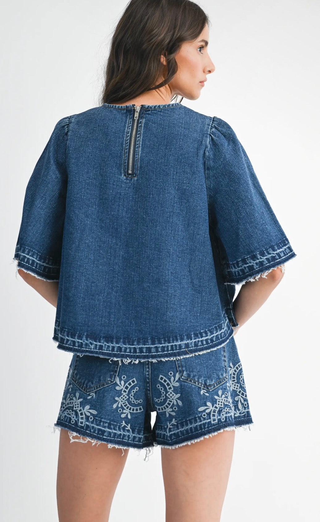 Indigo Bloom Denim Top