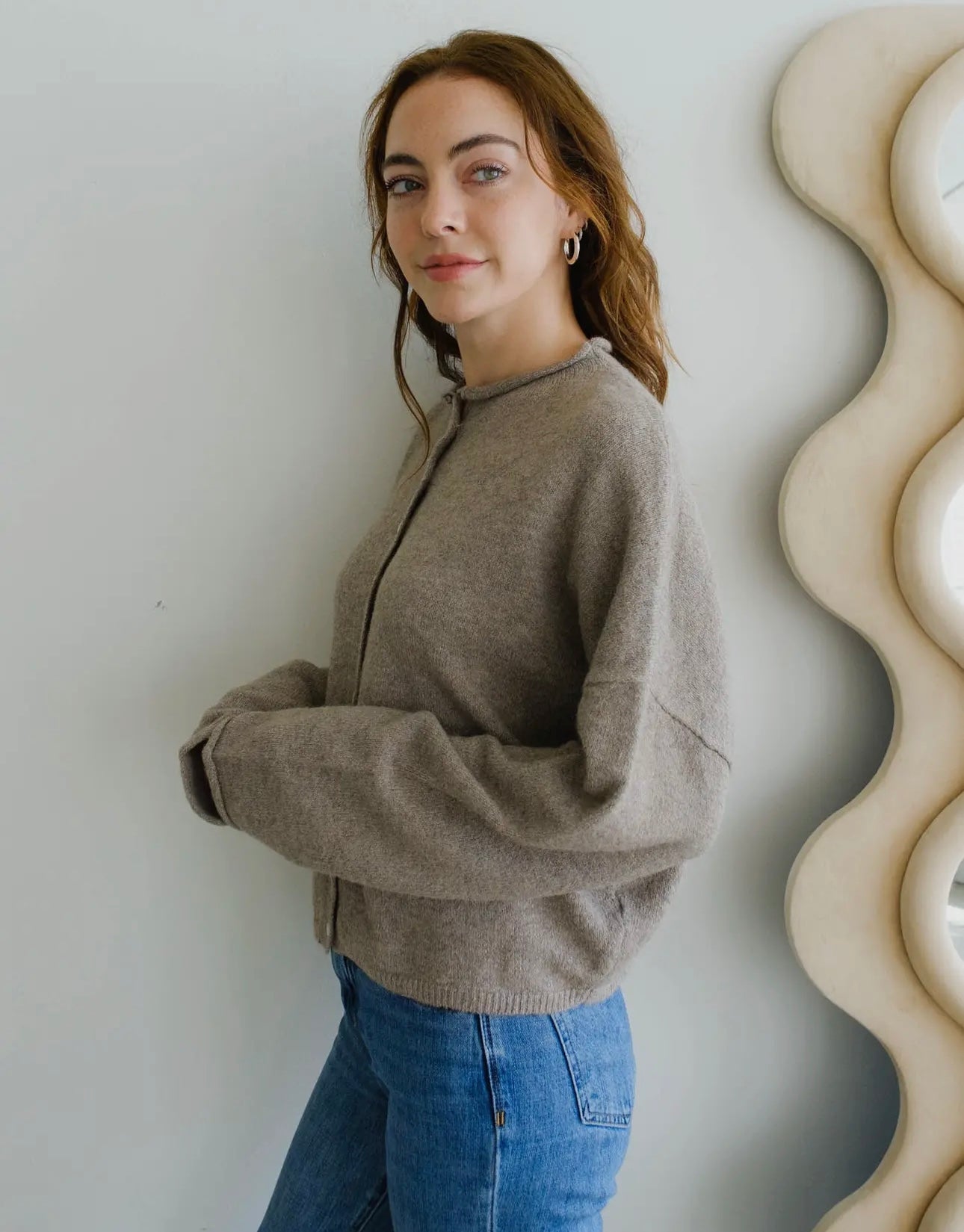beige cardigan